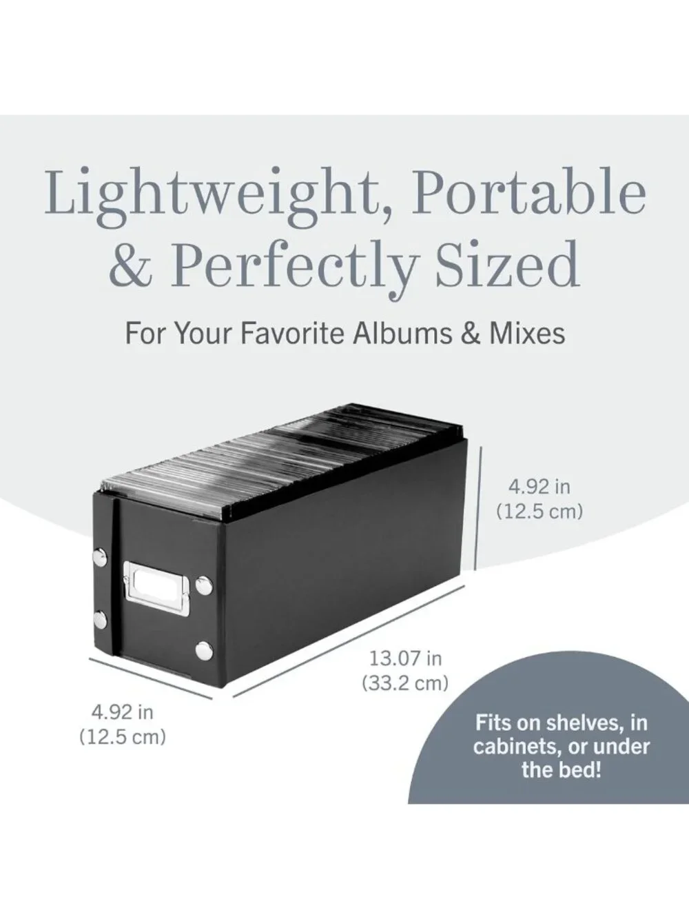 Durable CD Storage Boxes - 2 Pack, Lidded Disc Holders for 52 CDs, Black